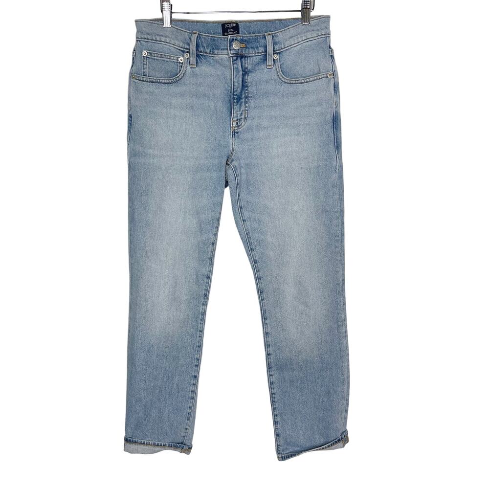 New J Crew Womens 27 Slim Boyfriend Jeans in All Day Stretch Bright Blue Wash